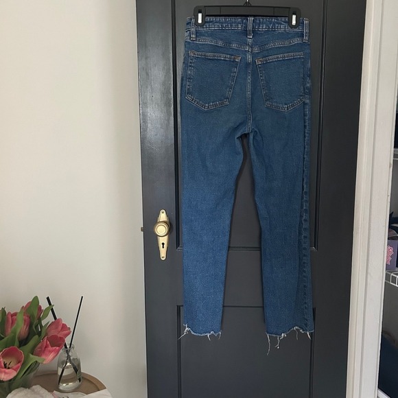 Abercrombie Zoe Ankle Straight Jeans Size 27 4R Natural Rise Raw Hem - Picture 3 of 5